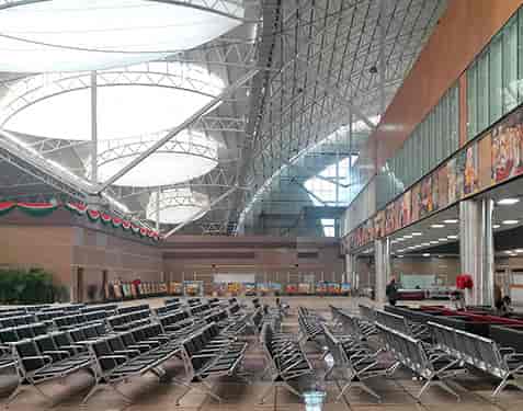 Square, rectangular & circular structural steel tubes & galvanized sheets used in airport terminals